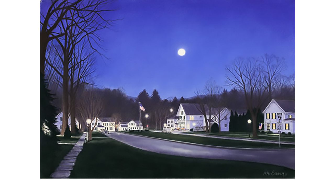 Full Moon Dorset Village 20 x 30 pastel